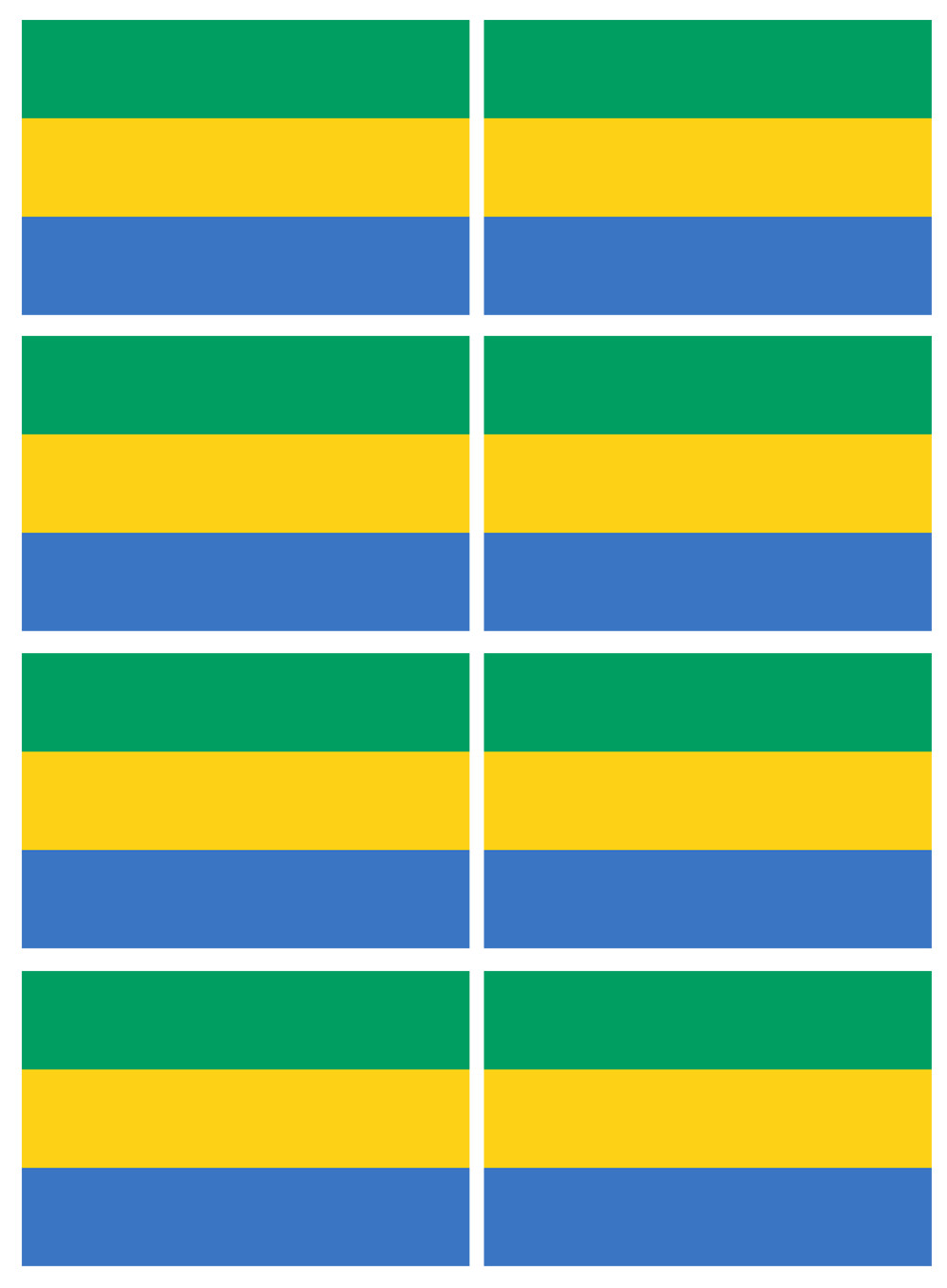 Drapeau Gabon - 8 stickers - 9.5 x 6.3 cm - Sticker/autocollant