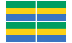 Drapeau Gabon - 4 stickers - 9.5 x 6.3 cm - Sticker/autocollant