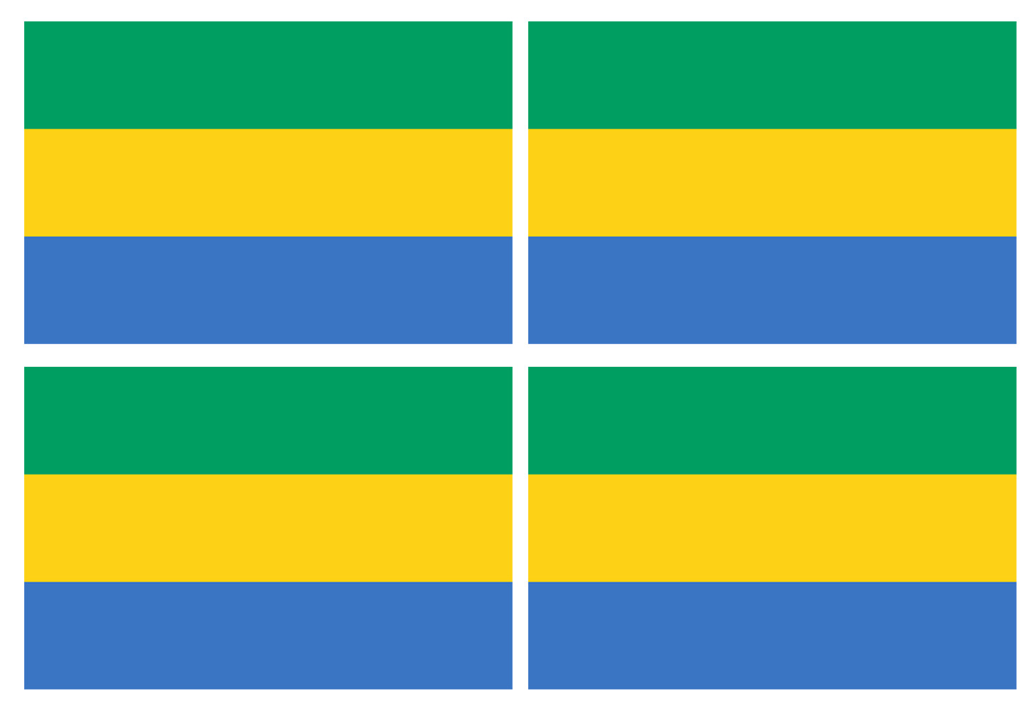 Drapeau Gabon - 4 stickers - 9.5 x 6.3 cm - Sticker/autocollant