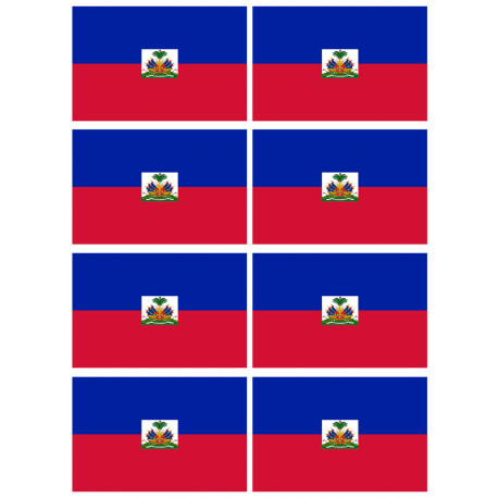 Drapeau Haïti - 8 stickers - 9.5 x 6.3 cm - Sticker/autocollant