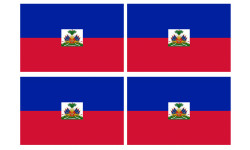 Drapeau Haïti - 4 stickers - 9.5 x 6.3 cm - Sticker/autocollant