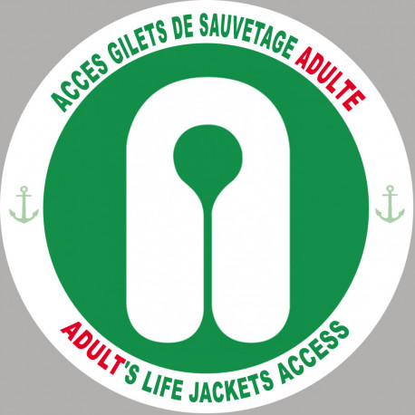 ACCES GILETS DE SAUVETAGE ADULTE - 15cm - Sticker/autocollant