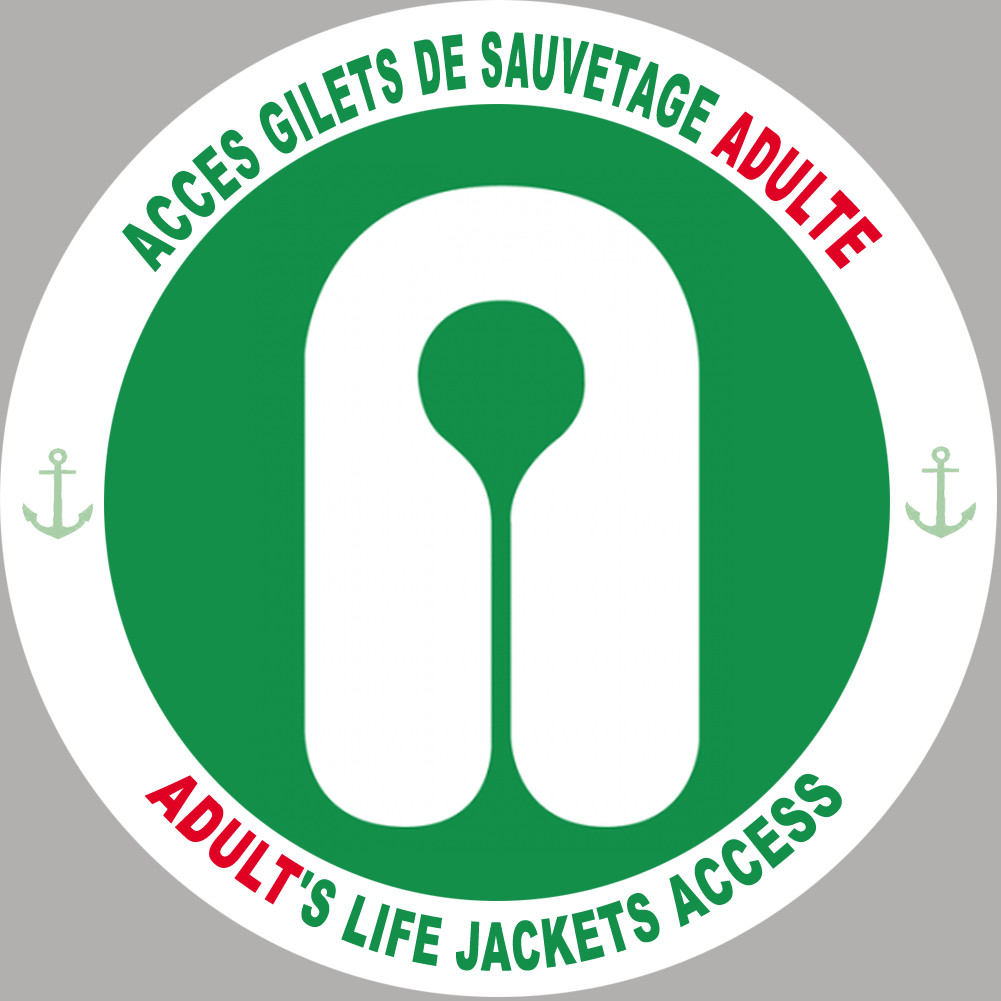 ACCES GILETS DE SAUVETAGE ADULTE - 20cm - Sticker/autocollant