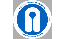 PORT DU GILET DE SAUVETAGE OBLIGATOIRE - 5cm - Sticker/autocollant