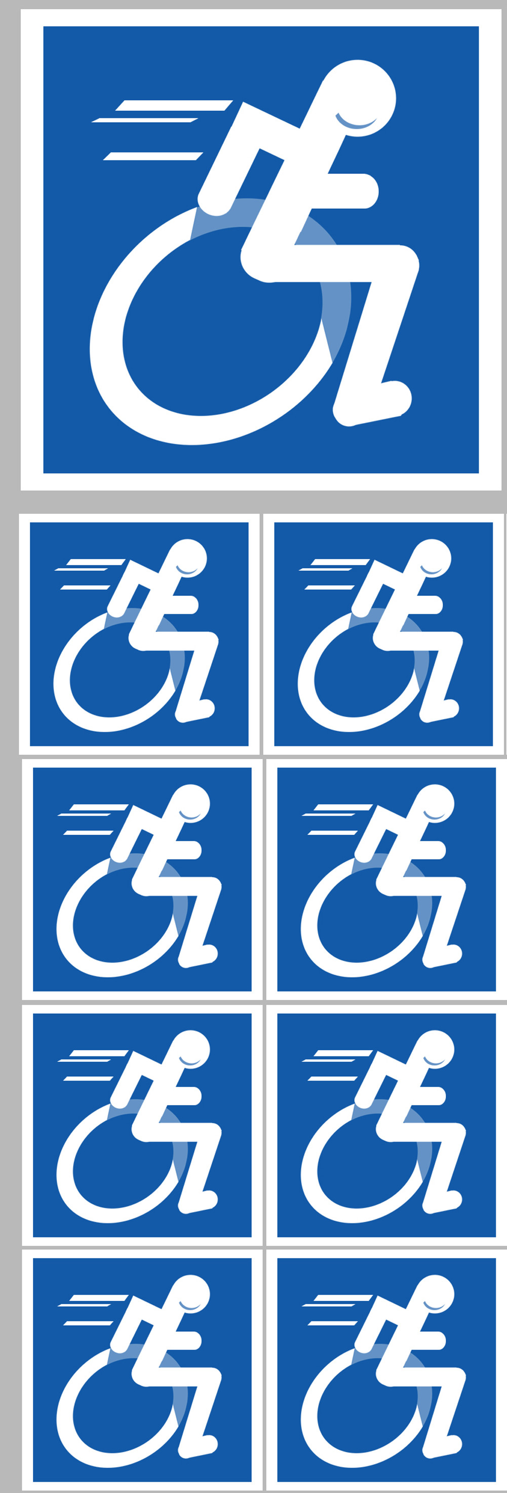 handisport fauteuil - 1 sticker de 10cm / 8 stickers de 5cm - Sticker/autocollant