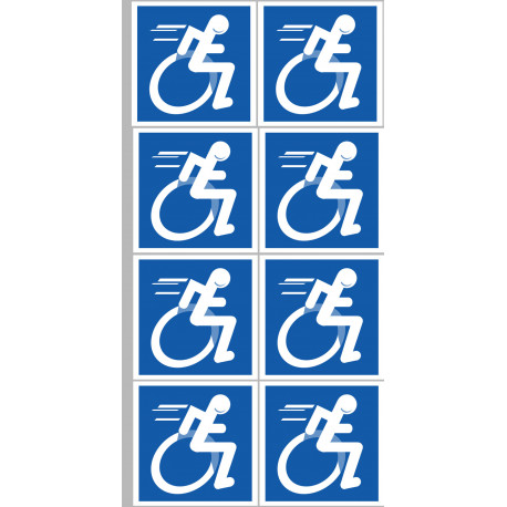 handisport fauteuil - 8 stickers de 5cm - Sticker/autocollant