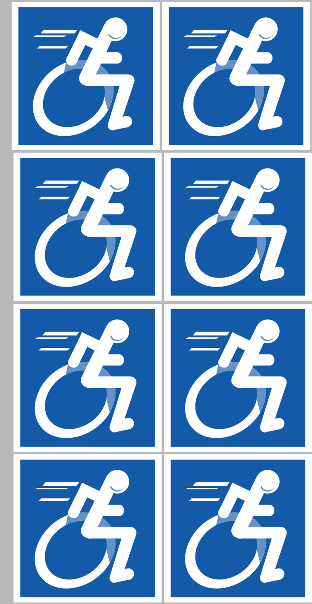 handisport fauteuil - 8 stickers de 5cm - Sticker/autocollant