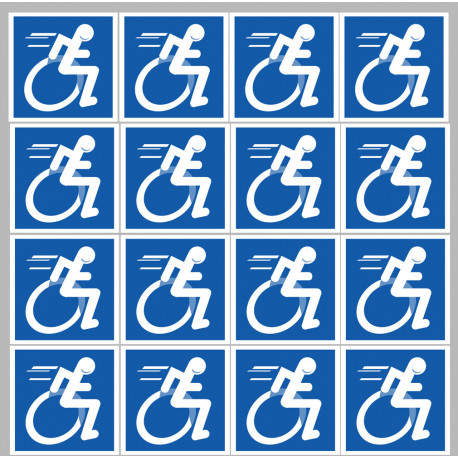 handisport fauteuil - 16 stickers de 5cm - Sticker/autocollant