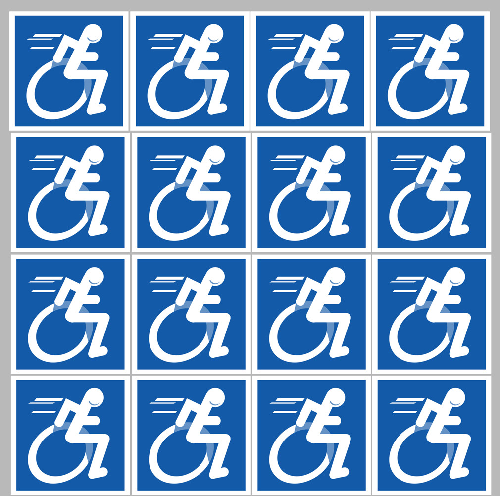 handisport fauteuil - 16 stickers de 5cm - Sticker/autocollant