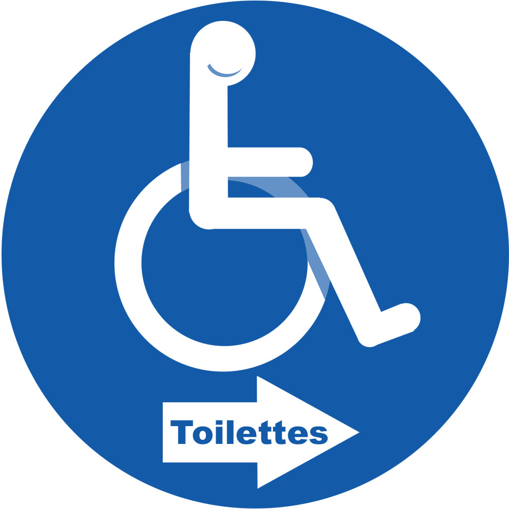 toilettes pour handicapés directionnel droite - 15cm - Sticker/autocollant