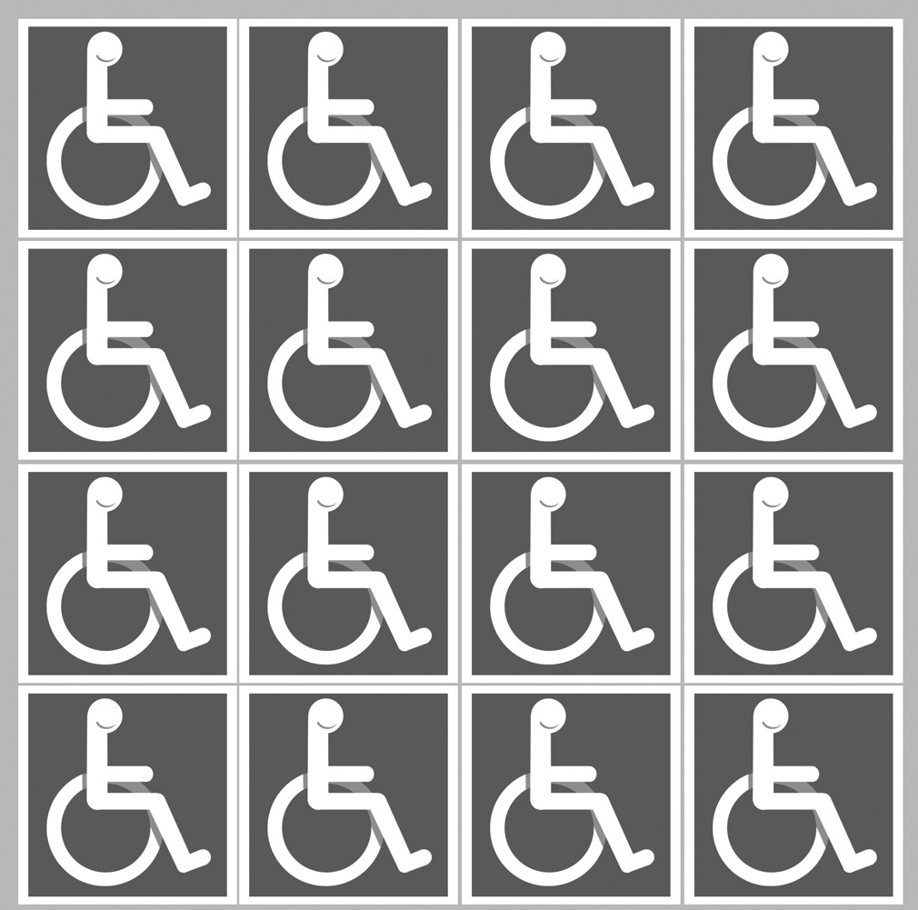 handicap moteur gris - 16 stickers de 5cm - Sticker/autocollant