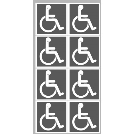 handicap moteur gris - 8 stickers de 5cm - Sticker/autocollant