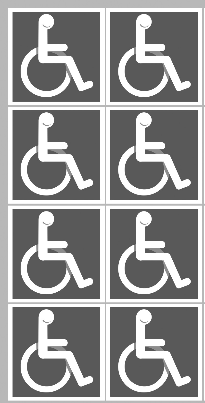 handicap moteur gris - 8 stickers de 5cm - Sticker/autocollant