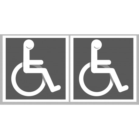 handicap moteur gris - 2 stickers de 10cm - Sticker/autocollant