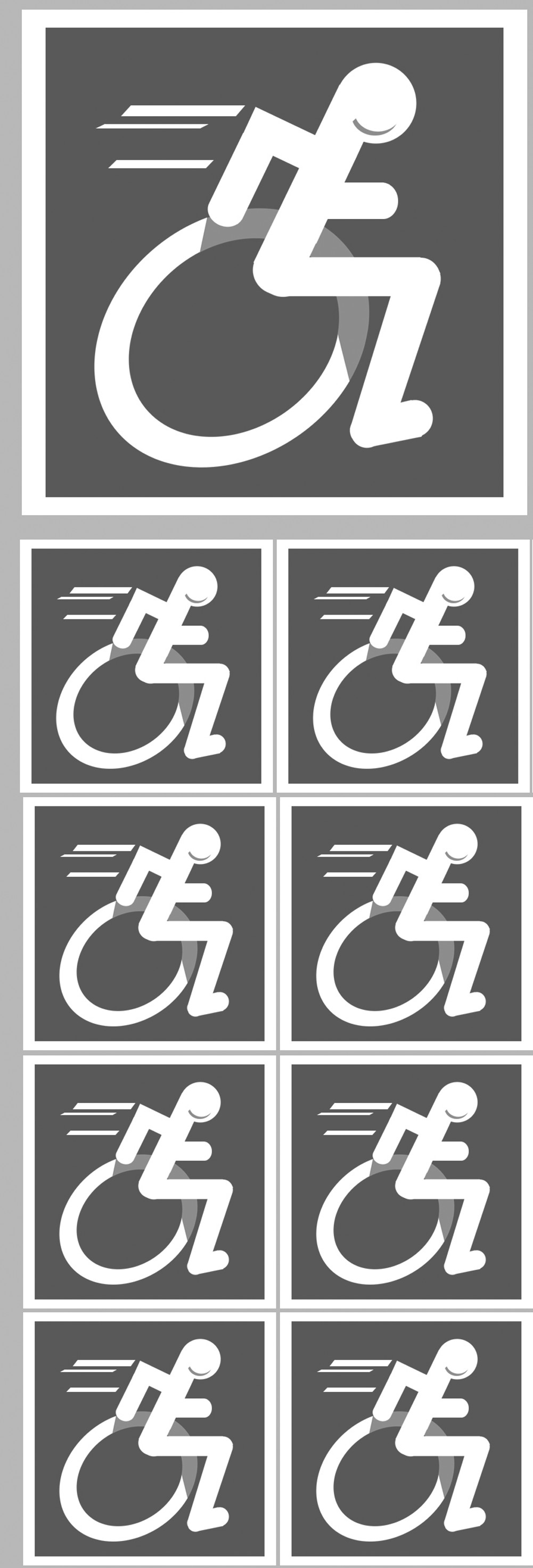 handisport fauteuil - 1 stickers de 10cm et 8 stickers de 5cm - Sticker/autocollant