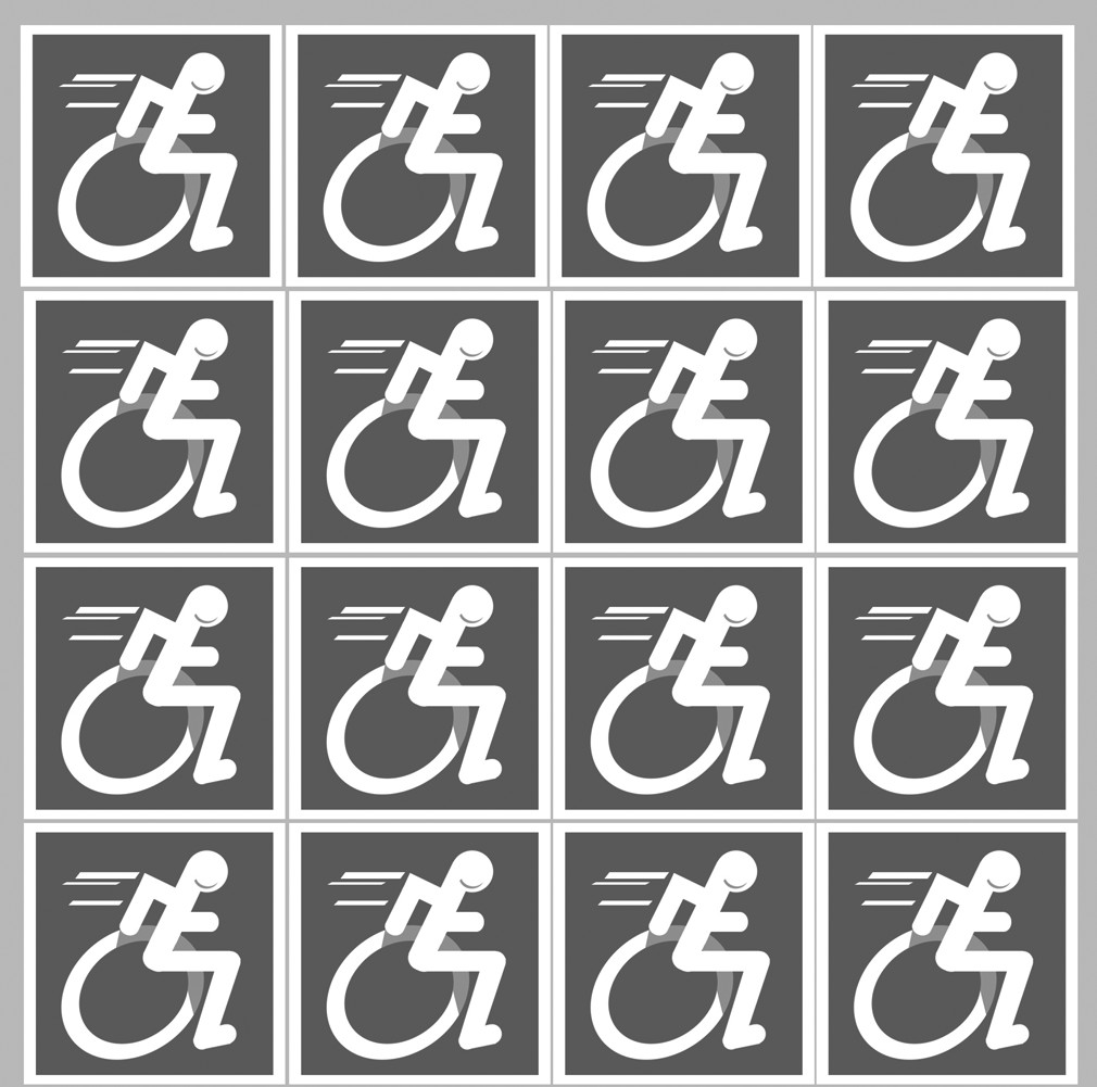 handisport fauteuil gris - 18 stickers de 5cm - Sticker/autocollant