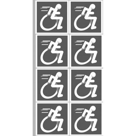 handisport fauteuil gris - 8 stickers de 5cm - Sticker/autocollant