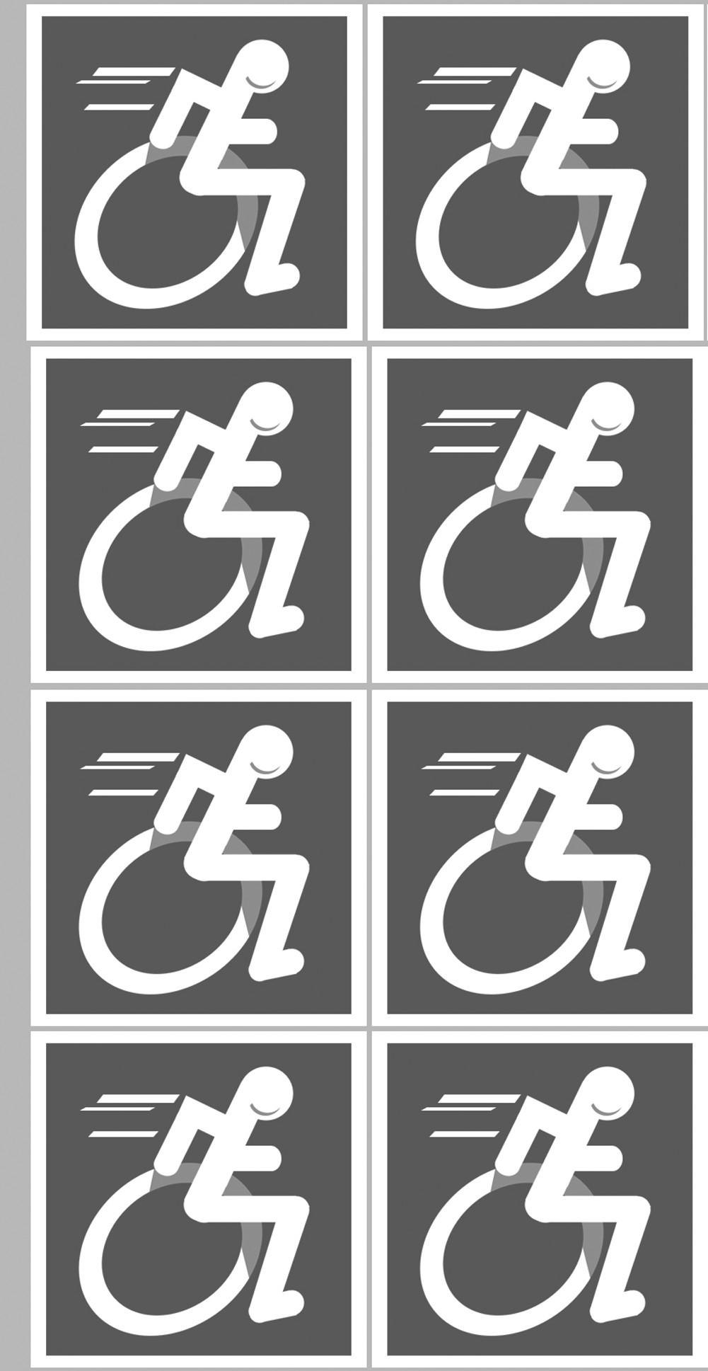 handisport fauteuil gris - 8 stickers de 5cm - Sticker/autocollant