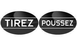 poussez tirez noir (2 stickers de 8x5cm) - Sticker /autocollant