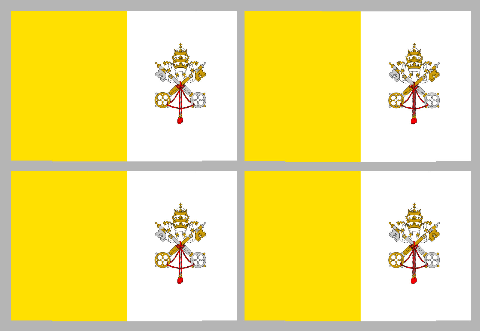 Drapeau Vatican - 4 stickers - 9.5 x 6.3 cm - Sticker/autocollant