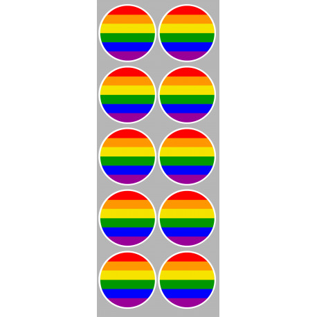  drapeau LGBT - 10 stickers de 5cm - Sticker/autocollant