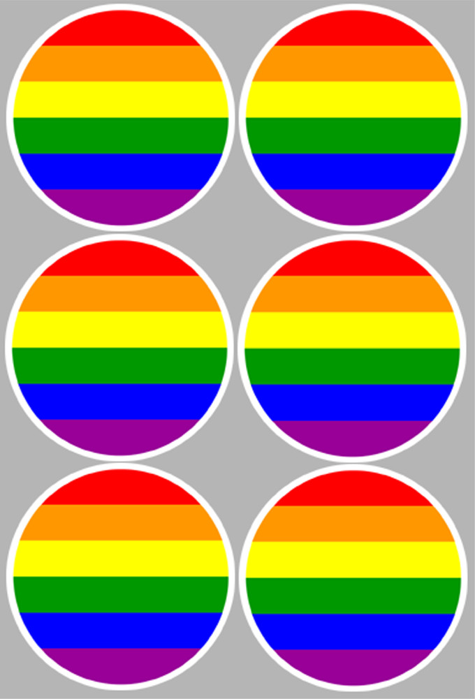  drapeau LGBT - 6 stickers de 9cm - Sticker/autocollant