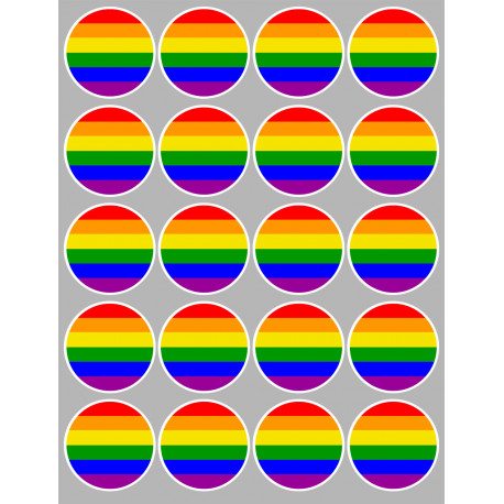  drapeau LGBT - 20 stickers de 5cm - Sticker/autocollant