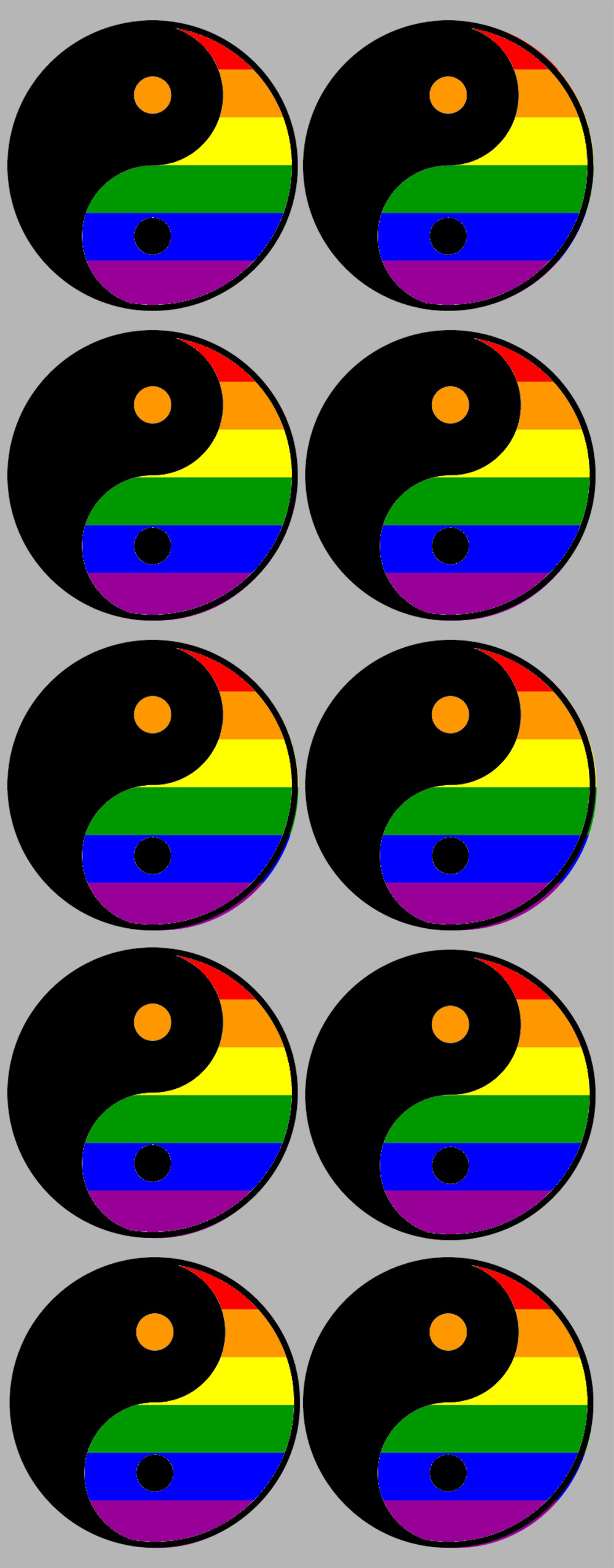 YIN YANG LGBT - 10 stickers de 5cm - Sticker/autocollant