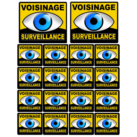 voisinage surveillance - 2fois 10cm - 16fois 5cm - Sticker/autocollant