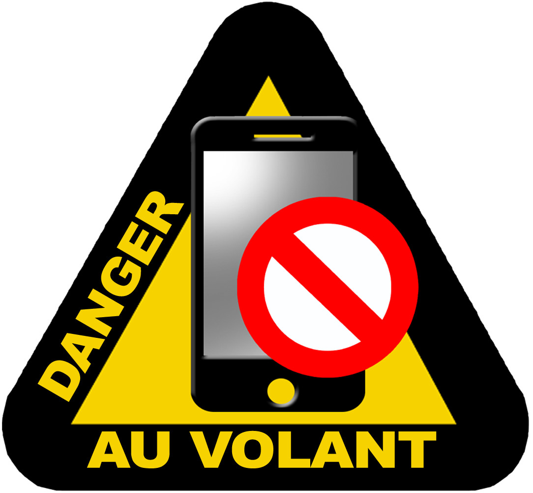 Smartphone - Danger au volant - 10x9.2cm - Sticker/autocollant