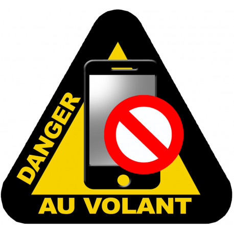 Smartphone - Danger au volant - 5x4.6cm - Sticker/autocollant