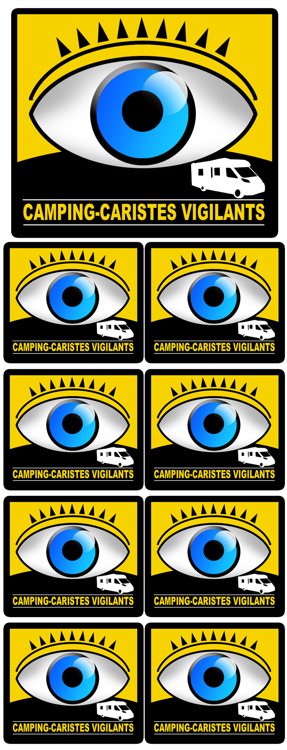 camping-caristes vigilants - 1 sticker 10cm / 8 stickers 5cm - Sticker/autocollant