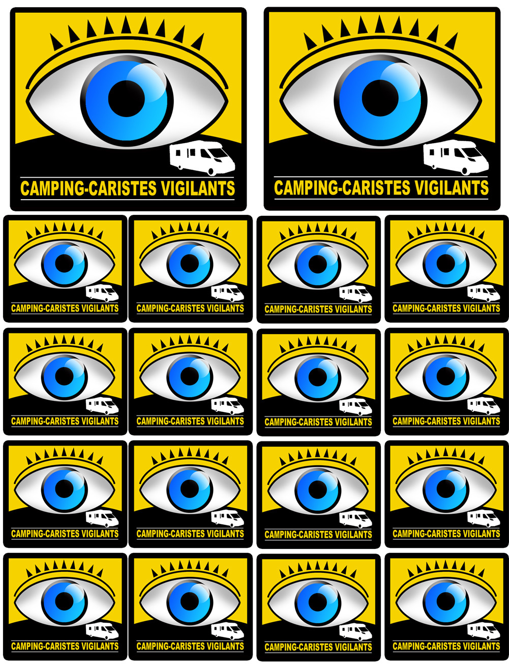 camping-caristes vigilants - 2 sticker 10cm / 16 stickers 5cm - Sticker/autocollant