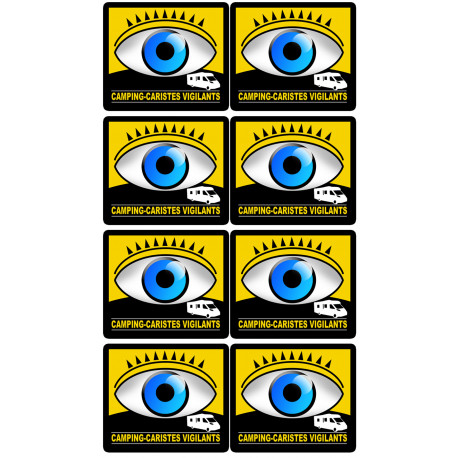 camping-caristes vigilants - 8 stickers 5cm - Sticker/autocollant