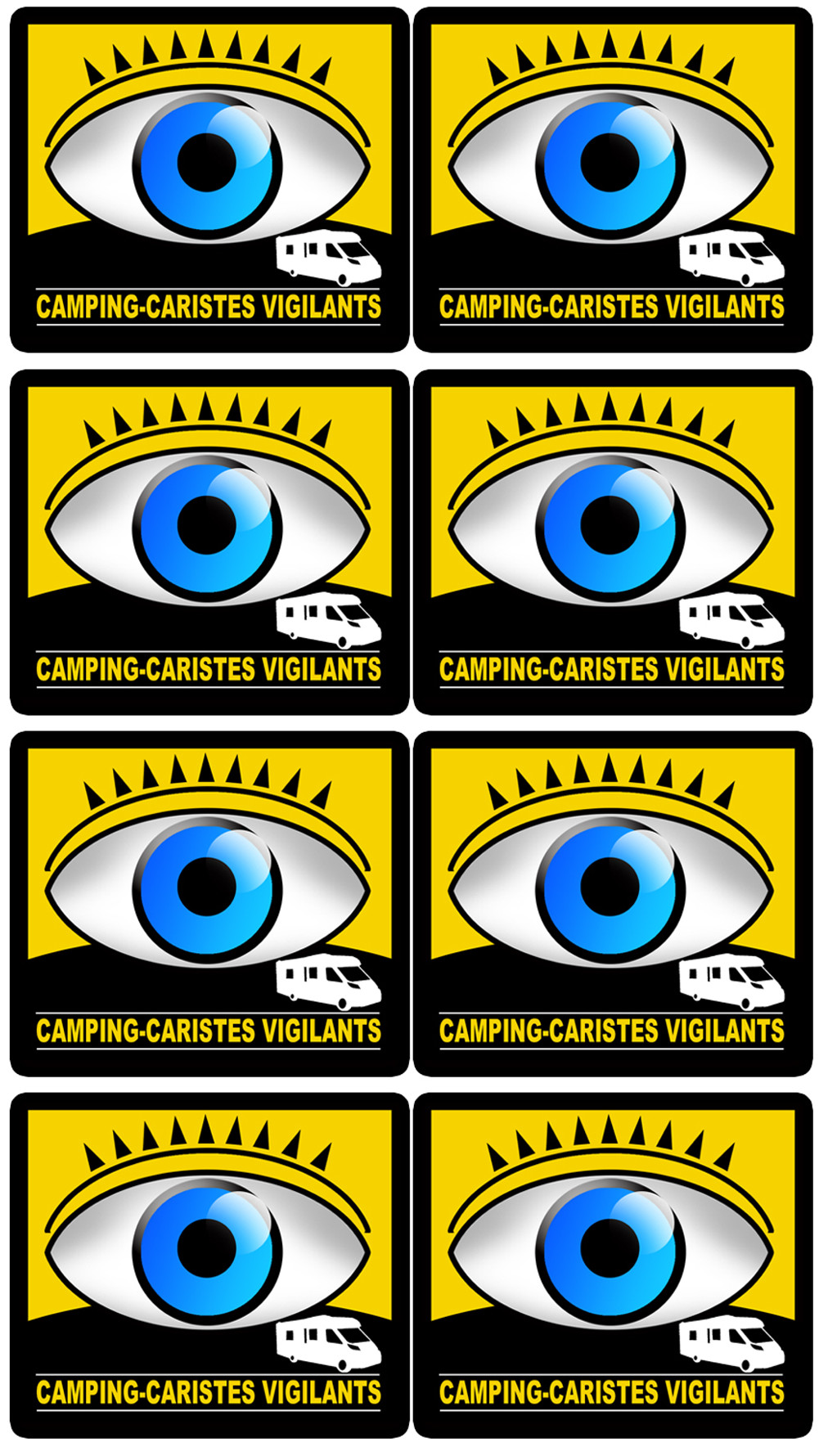 camping-caristes vigilants - 8 stickers 5cm - Sticker/autocollant