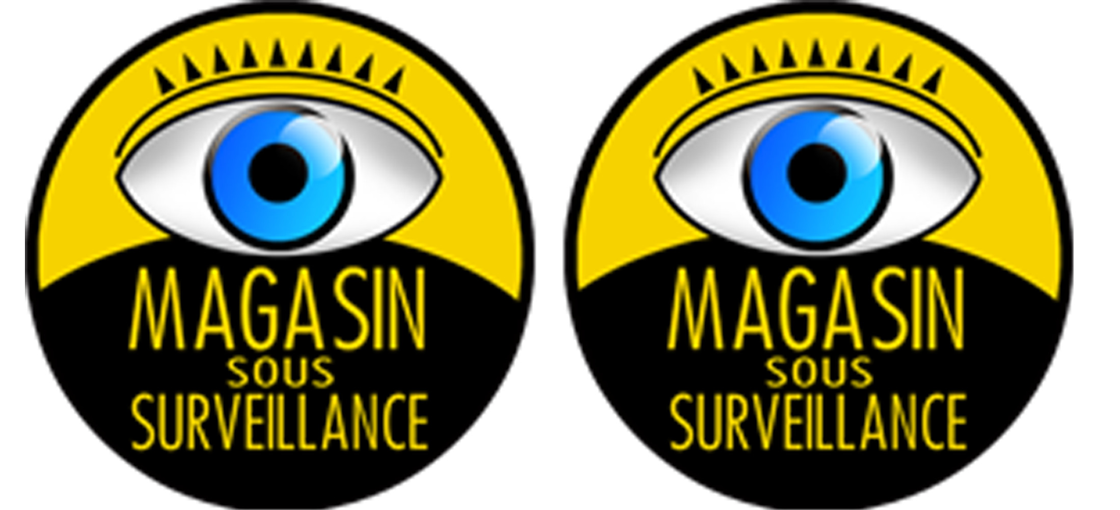 Magasin sous surveillance - 2 stickers 5x5cm - Sticker/autocollant