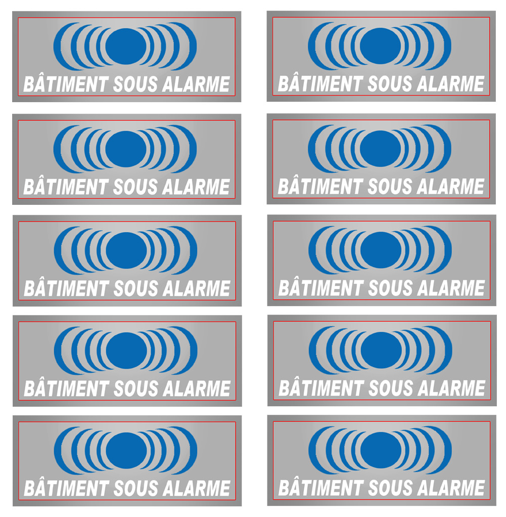 bâtiment sous protection - 10 stickers de 7x2.5cm - Sticker/autocollant