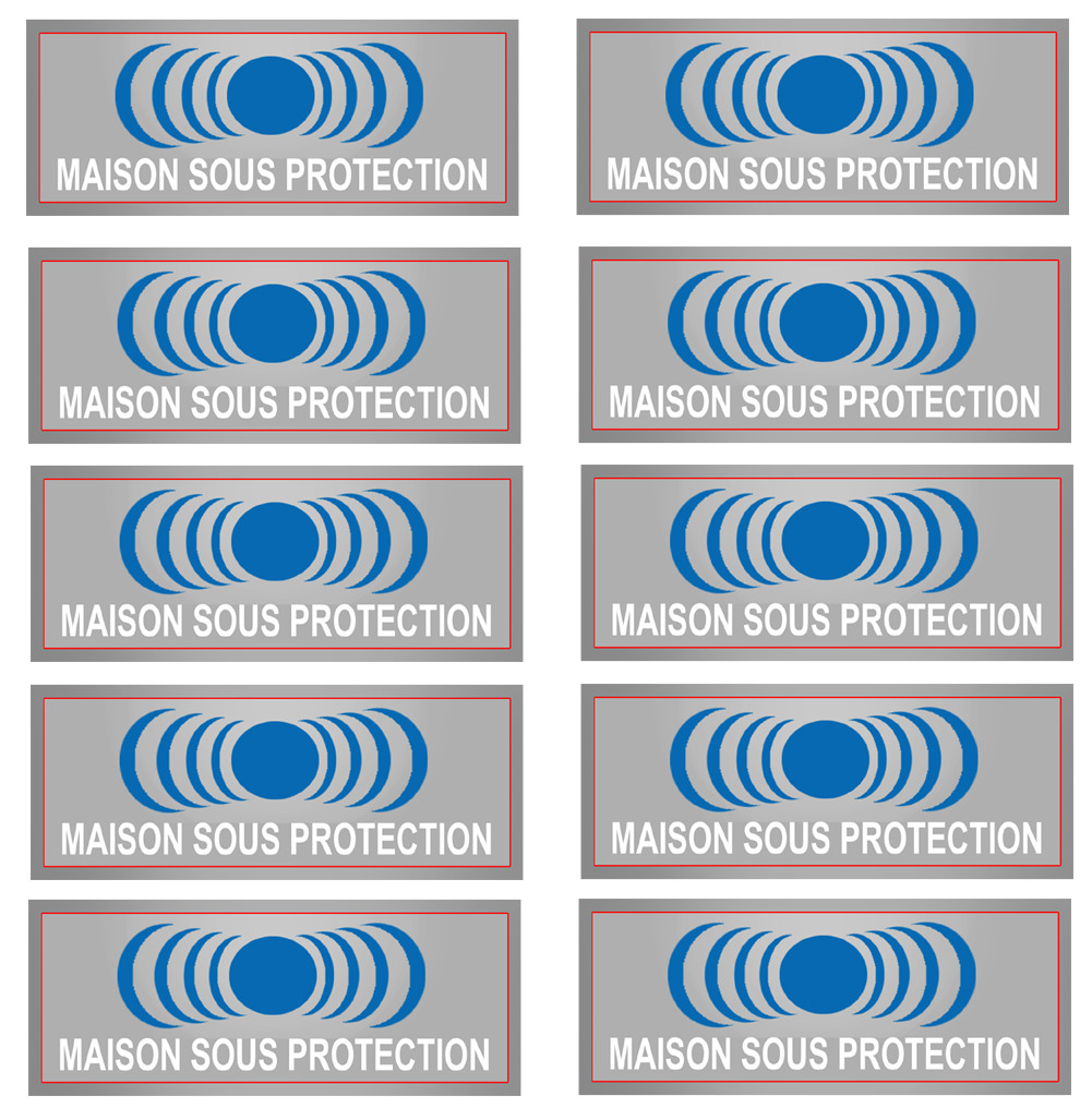 maison sous protection - 10 stickers de 7x2.5cm - Sticker/autocollant