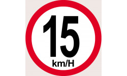 Disque de vitesse 15Km/H bord rouge - 10cm - Sticker/autocollant