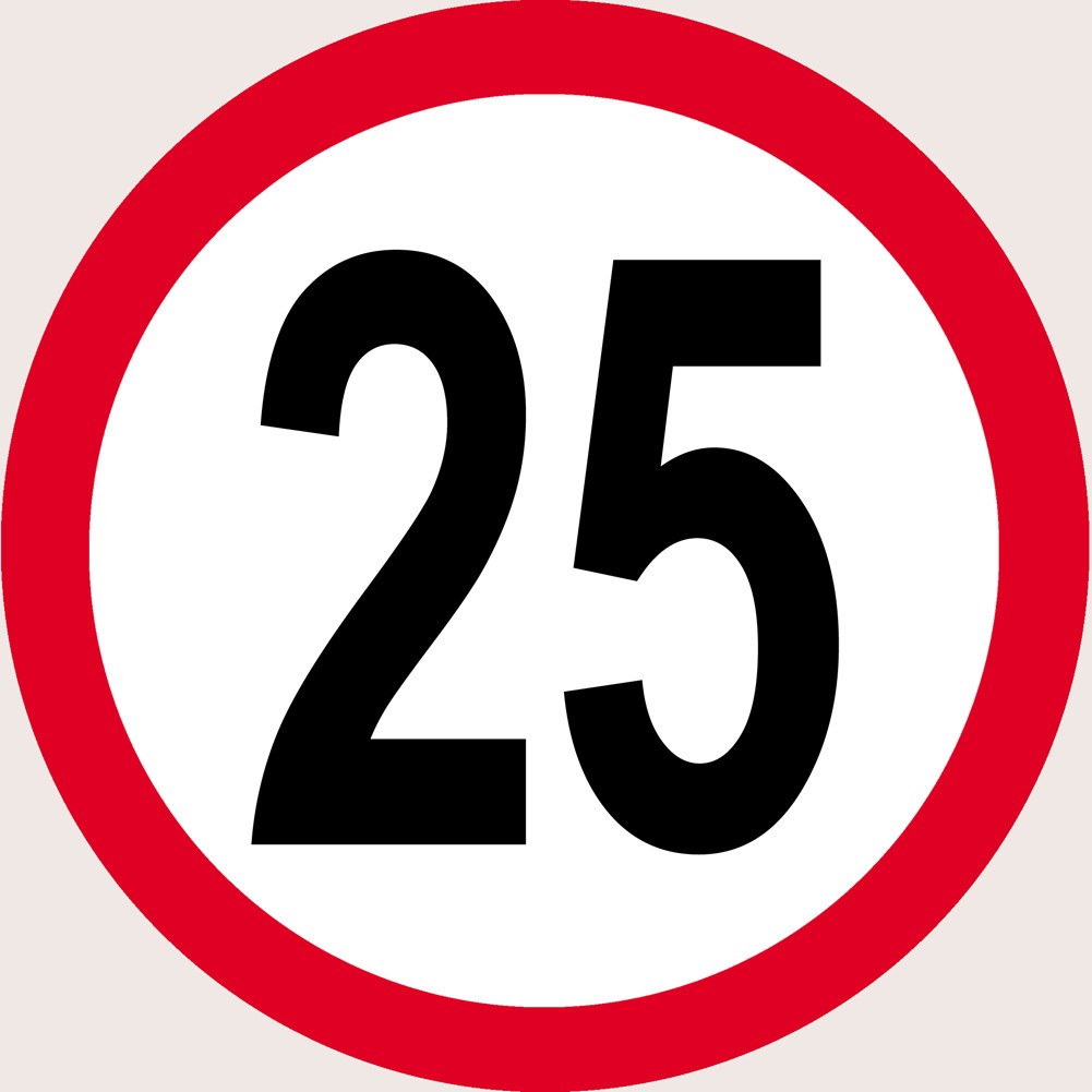 Disque de vitesse 25km/h rouge (15cm) - Sticker/autocollant