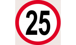 Disque de vitesse 25km/h rouge (20cm) - Sticker/autocollant