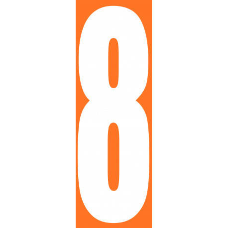 numéro orange 8 - 30x10cm - Sticker/autocollant