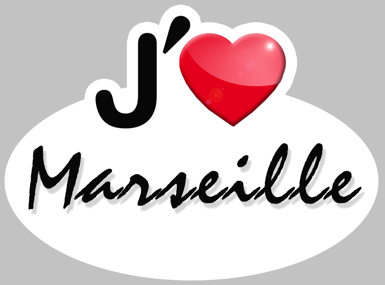 J'aime Marseille - 15x11cm - Sticker/autocollant