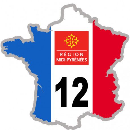 FRANCE 12 Midi Pyrénées - 20x20cm - Sticker/autocollant