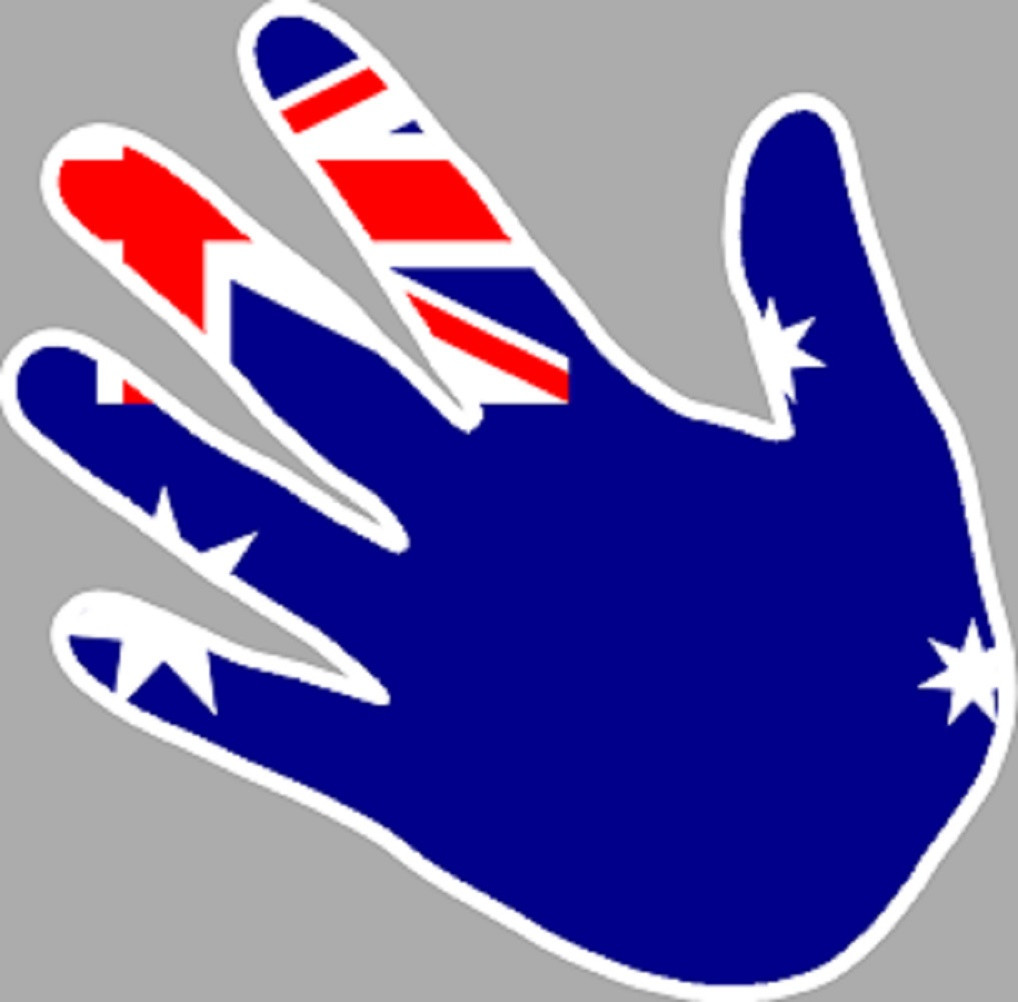 Drapeau Australie en forme de main (17x17cm) - Sticker/autocollant