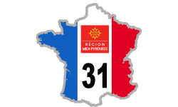 FRANCE 31 Midi Pyrénées - 5x5cm - Sticker/autocollant