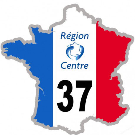 FRANCE 37 région Centre - 15x15cm - Sticker/autocollant