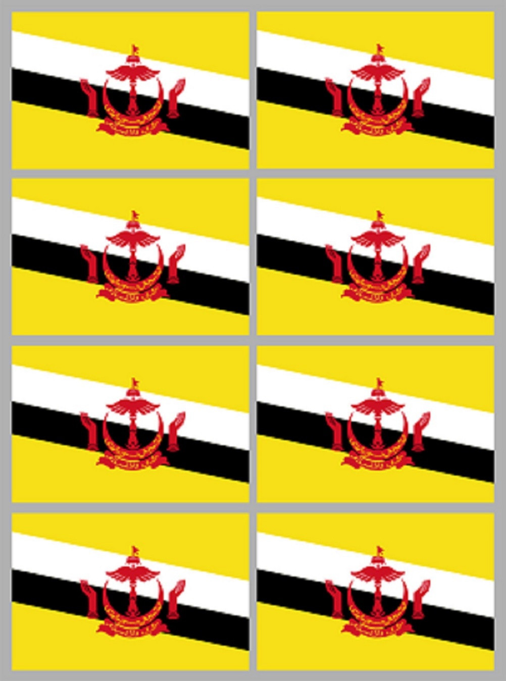 Drapeau Brunei (8 fois 9.5x6.3cm) - Sticker/autocollant