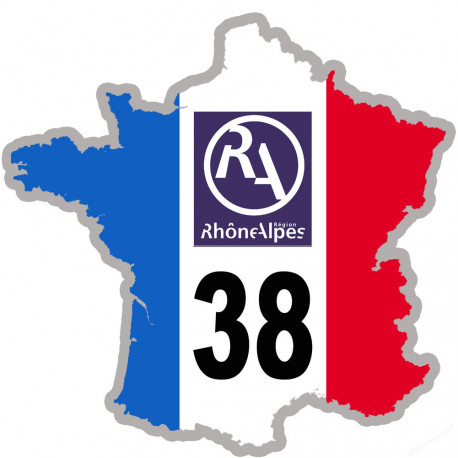 FRANCE 38 Rhône Alpes - 15x15cm - Sticker/autocollant