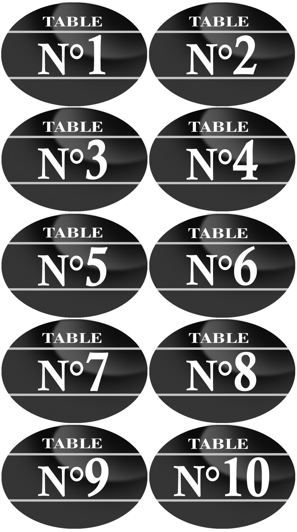 Numéros table de restaurant de 1 à 10 (10 fois 7x5cm) - Sticker/autocollant